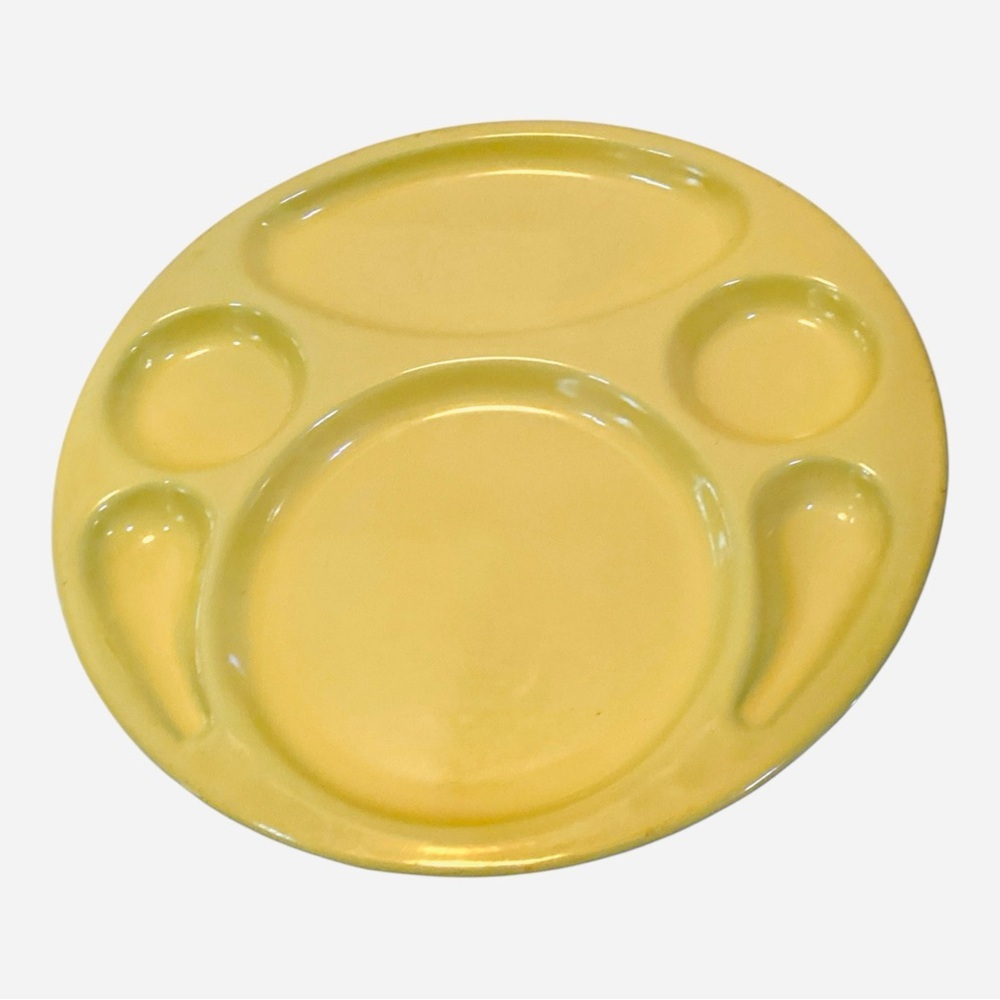 John’s Vintage Hollywood Service Plate Yellow Divided Charcuterie Tray 1941 USA